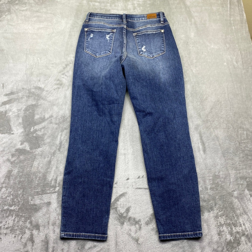 Judy Blue Skinny Fit Distressed Jeans Medium Wash High Rise Womens 9/29 Grunge - Picture 8 of 9